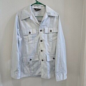 Harris Casuals light Wright light blue and white bitton up jacket size medium